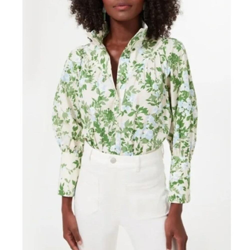 TUCKERNUCK Corrigan Popover Blouse English Ivy Green Long Sleeve Women's M - Picture 8 of 8
